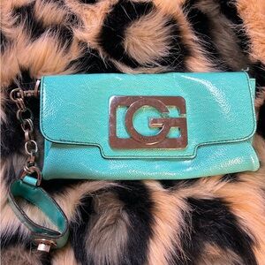 Guess vintage Y2K turquoise wristlet clutch